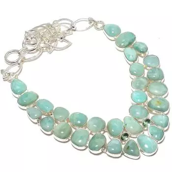 Амазонит, зеленый аметист драгоценный камень, колье из серебра 925 пробы, ручная работа, 18 дюймов JCN409-21