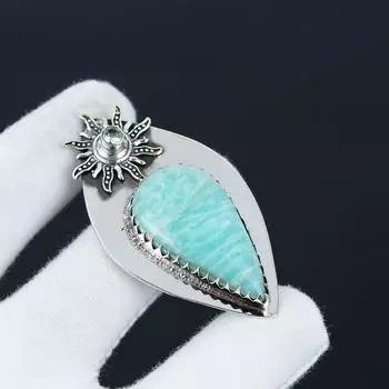 Амазонит, зеленый апатит драгоценный камень кулон, натуральный амазонит драгоценный камень ручной работы 925 стерлингового серебра кулон для женщин кулон для подарков 6 Cm. зелёный