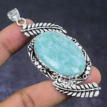 Amazonite Gemstone 925 Steling Silver Jewelry Pendant 3.15 d0m65