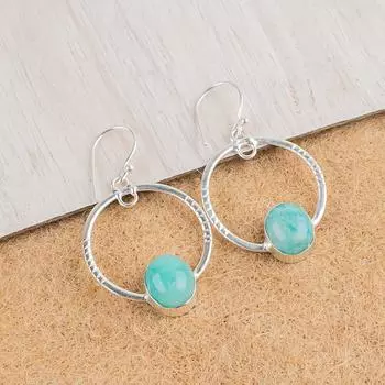 Amazonite Gemstone 925 Sterling Silver Handmade Jewelry Earrings 1.37 For Her EE-67-27