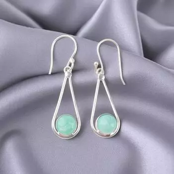 Amazonite Gemstone 925 Sterling Silver Jewelry Handmade Women Earrings 1.76 EE-126-24