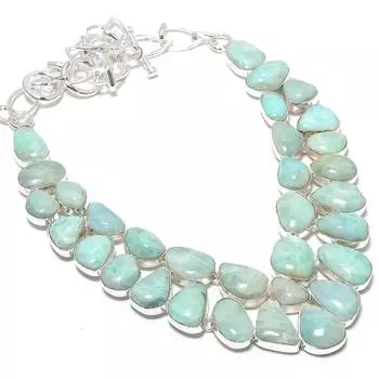 Ожерелье из серебра 925 пробы с драгоценным камнем амазонит, 18 дюймов JCN484-218