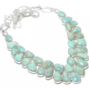 Амазонит драгоценный камень ювелирное изделие ручной работы 925 серебряное ожерелье 18 дюймов JCN484-223