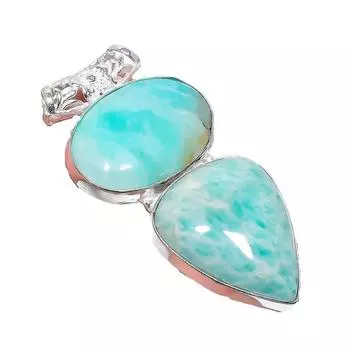 Amazonite Gemstone Handmade 925 Sterling Silver Jewelry Pendant 2.17 AH-923 2.2 синий