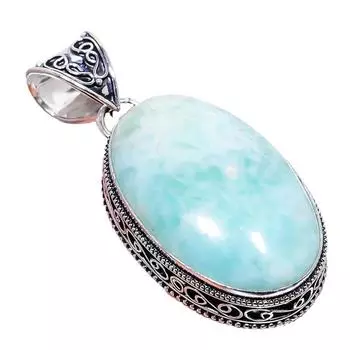 Amazonite Gemstone Handmade 925 Sterling Silver Jewelry Pendant 2.17 AH-753 2.2 синий