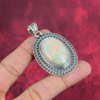 Ювелирные изделия из драгоценных камней амазонит, 925 цельное серебро кулон ювелирные изделия, ручная работа великолепные кулоны ювелирные изделия для женщин 2.32 Inches синий