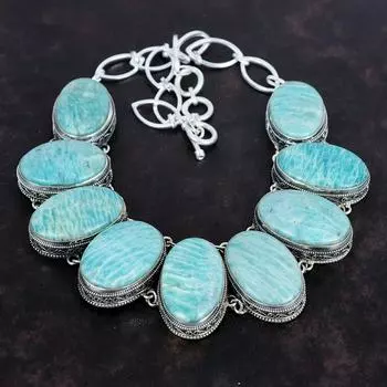 Ожерелье из амазонита, ювелирные изделия из драгоценных камней, винтажное ожерелье, ожерелье из стерлингового серебра 925 пробы, ювелирные изделия ручной работы, регулируемое ожерелье из цепочки, подарок на помолвку