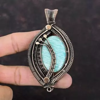 Amazonite Pendant Copper Wire Wrapped Pendant Natural Gemstone Pendant Copper Wire Jewelry Handmade Pendant Wedding Gift Amazonite Jewelry