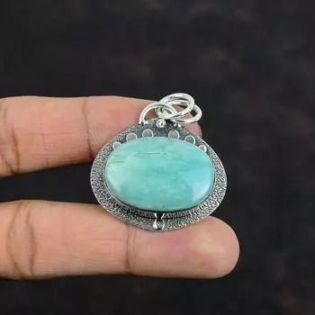 Амазонитовый кулон из стерлингового серебра 925 пробы, кулон ручной работы, кулон из драгоценного камня, амазонитовые украшения, абсолютно новые серебряные кулоны для подарков