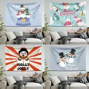 Амазонка Снеговик Рождественский висячий тканевый фон для украшения дома и вечеринки Рождественский гобелен 100x75cm