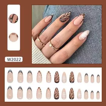 Amber leopard print black and white gradual change wearing armor 24 pieces press on nails