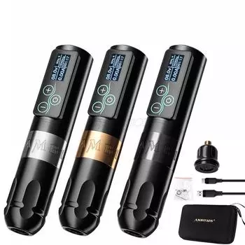 Ambition Vibe Профессиональная беспроводная машина для татуировки Ручка Мощный бесщеточный двигатель с сенсорным экраном Емкость аккумулятора 2400 мАч для татуировщиков чёрный