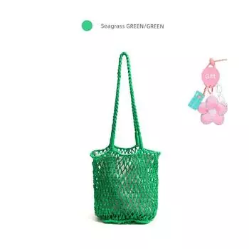 Amen Trendy Bag Shop Летняя свежая плетеная розовая сумка Женская дофаминовая сумка с вырезами Ленивая пляжная сумка на плечо Seagrass Green