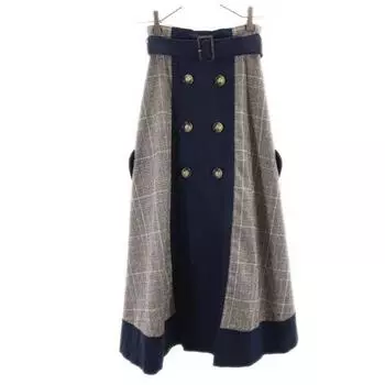 AMERI UNDRESSED Юбка макси в клетку Серая x темно-синяя Женская Б/у