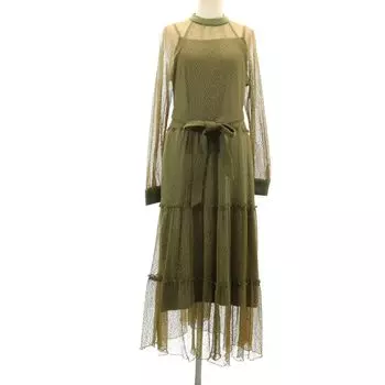 AMERI UNDRESSED Платье-гонка с длинным рукавом Зеленая система С подкладкой Женское Б/у