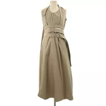 AMERI UNDRESSED Платье-сарафан с плиссировкой на спине, с коротким рукавом, бежевое, цельное, женское, б/у