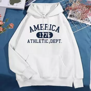 America 1776 Athletic Dept Letter Hoodie для мужчин и женщин Новый пуловер с капюшоном Crewneck Пуловеры с капюшоном Повседневный пуловер Толстовка S