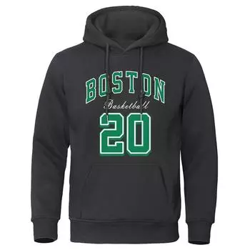 America Boston City Letter Мужская толстовка с капюшоном Basketball 20 Name Hoodies Мужская теплая флисовая толстовка с меховой подкладкой Повседневная одежда S