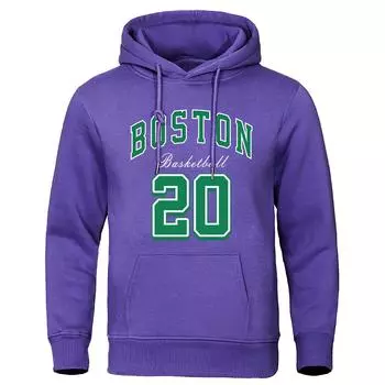 America Boston City Letter Мужская толстовка с капюшоном Basketball 20 Name Hoodies Мужская теплая флисовая толстовка с меховой подкладкой Повседневная одежда S