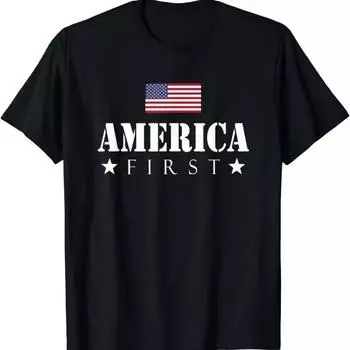 America First Trump Americafirst Gift Футболка унисекс Футболки Y2K Топы унисекс Летние топы с короткими рукавами S чёрный