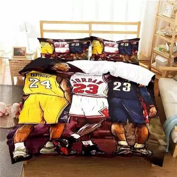 Американская звезда баскетбола Нет. 23 комплект постельного белья для мальчиков и девочек, двуспальный, пододеяльник, наволочка, кровать для детей и взрослых, домашний текстиль 70x133cm 2pcs