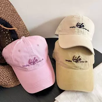 American casual fashion baseball cap men s new hat women s retro letter embroidered soft top washed cap M56-58cm чёрный