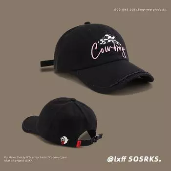 American Casual Hat Female Alphabet Embroidery Face Small Baseball Cap Student Couple Versatile Sunshade Sunscreen Cap Adjustable чёрный