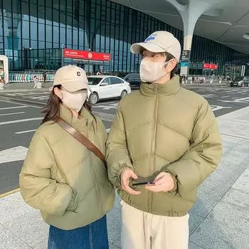 American clothes thickened winter new Korean version loose student couple bread clothes jacket women M чёрный