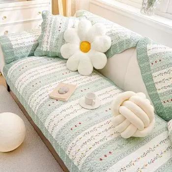 American Country All Year Round Universal Sofa Cushion Pure Cotton Non-Slip Seat Cushions Fabric Cotton Idyllic Minimalist Cover Towel