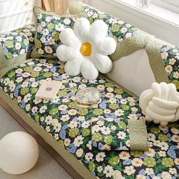 American Country Cotton Sofa Cushion All Year Round Neutral Non-Slip Seat Cushions Fabric Pure Cotton Cover Cover Cloth Pastoral Style Pastoral style 70 * 70cm