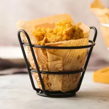 American Cutlery French Fry Basket, Snack Basket, Fried Snack Basket, Chicken Wing Double Ear Black Small Fry Basket, Food Storage Rack Pack of 1