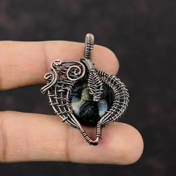 American Dichroic Glass Pendant Copper Wire Wrapped Pendant Gemstone Handmade Jewelry Birthstone Pendant For Gift Copper Wire Wrap Jewelry