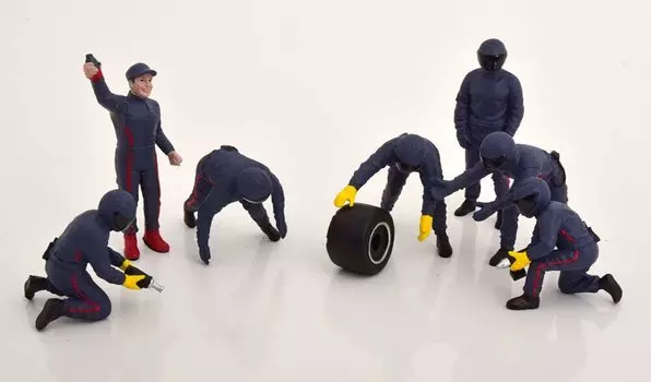 American Diorama Pit Crew Set III Blue Figure set American Diorama Pit Crew Metal Figures Set 1/18 7-piece [предмет]
