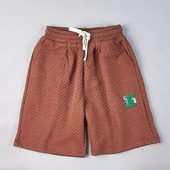 American Embroider Casual Shorts Men s and Women s 115h80807 Summer and Autumn Trendy Ins Waffle Loose Sports Shorts 2 coffee. M