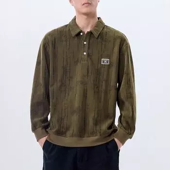 Американский тяжелый повседневный свитер мужской весна и осень износостойкая удобная рубашка поло с длинными рукавами мужской топ высокого класса M верблюд