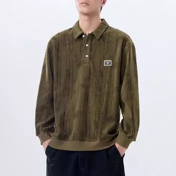 Американский тяжелый повседневный свитер мужской весна и осень износостойкая удобная рубашка поло с длинными рукавами мужской топ высокого класса M верблюд