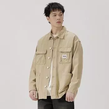 Американская тяжелая ретро джинсовая куртка мужская свободная большого размера модная красивая куртка-инструмент модный бренд S темно-синий