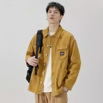 American Heavy Retro Denim Jacket Men S Loose Large Size Trendy Handsome Tooling Jacket Trendy Brand S хаки