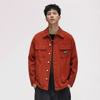 Американская тяжелая ретро-куртка из чистого хлопка мужская модная брендовая повседневная рубашка с лацканами модная куртка S темно-синий