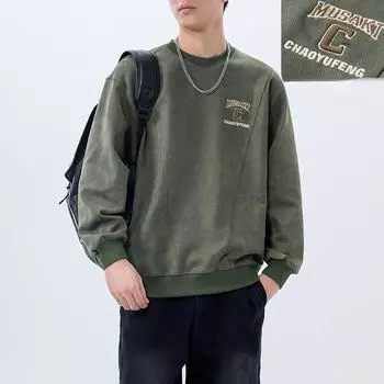 Американский Тяжелый Замшевый Свитер Мужской Осенний Высококлассная Трендовая Одежда Мужской Свободный Повседневный Топ Куртка M