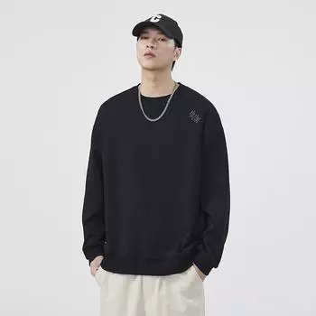 Американский уличный тяжелый свитшот с круглым вырезом для мужчин на осень, свободный, модный, простой, повседневный, универсальный, верхняя одежда для мальчиков S