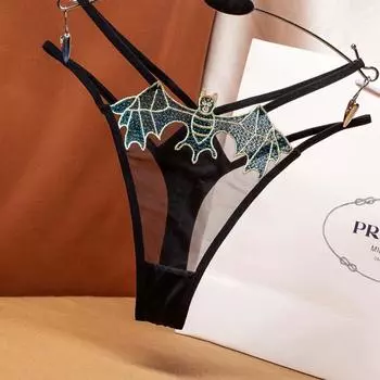 Американская Горячая С Высоким Разрезом Сексуальная Тонг Соблазнение Летучая Мышь Легкая Пряжа Вышитые Полые Бретели Сексуальные Женские Трусики average size (suitable for 80-60kg)