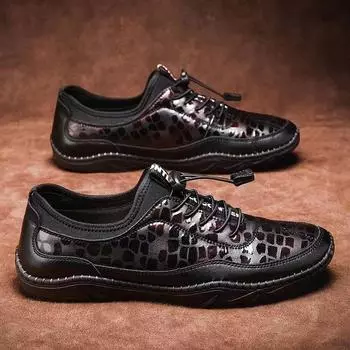 American leather lazy beanie shoes men s bright leather fashion large size driving shoes 38 чёрный