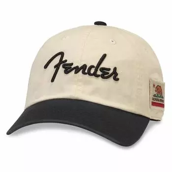 AMERICAN NEEDLE Fender Guitar Officially Licensed Music Hat OSFA United Slouch One Size Adjustable, (Слоновая кость/Черный),
