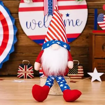 American New Independence Day Striped Star Hanging Gnome Plush Figurine Gift
