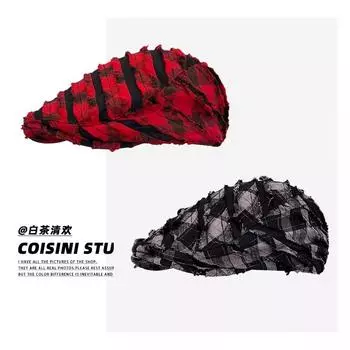 Американские нишевые темные клетчатые шляпы в клетку для женщин весна-лето уличные универсальные модные солнцезащитные ретро-береты кепка Y2k 56-58cm красный