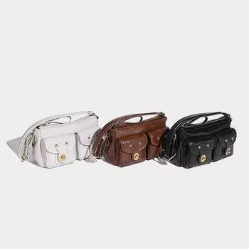 American niche design armpit double pocket portable autumn and winter versatile single shoulder oblique span locomotive bag коричневый