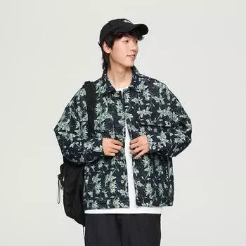 American Niche Destruction Wind High Street джинсовая куртка с бахромой и цветочным принтом мужская свободная универсальная ветрозащитная куртка M синий