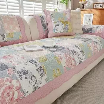 American Pastoral Sofa Cushion High-Grade Retro Four Seasons Universal Cotton Non-Slip Fabric New Cushion Cover Cloth Cover Like 70*70cm