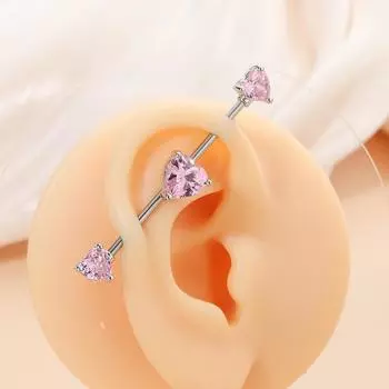 American piercing earbone stud earrings personalized hip hop style inlaid zircon love heart design ear bridge ear expansion